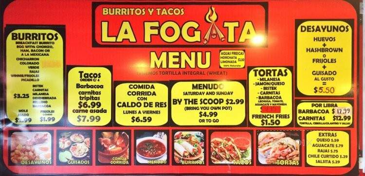 La Fogata - El Paso, TX menu_pic