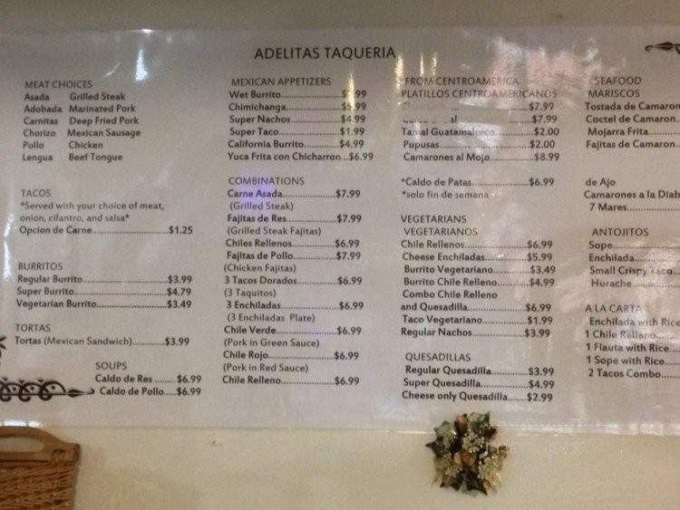 Adelita's Taqueria - Sacramento, CA menu_pic