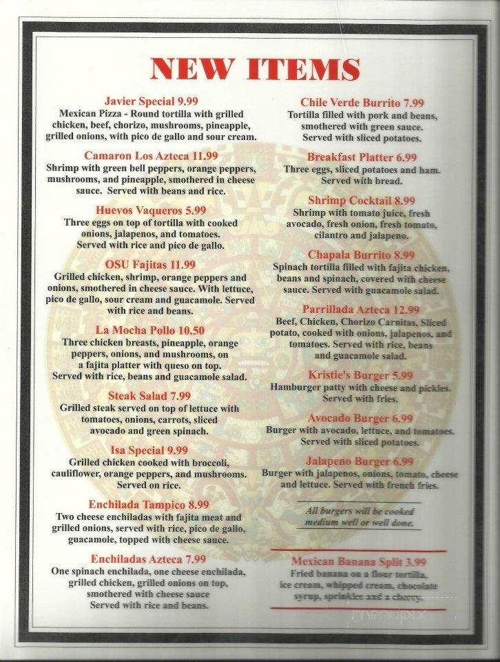 Los Aztecas - Claremore, OK menu_pic