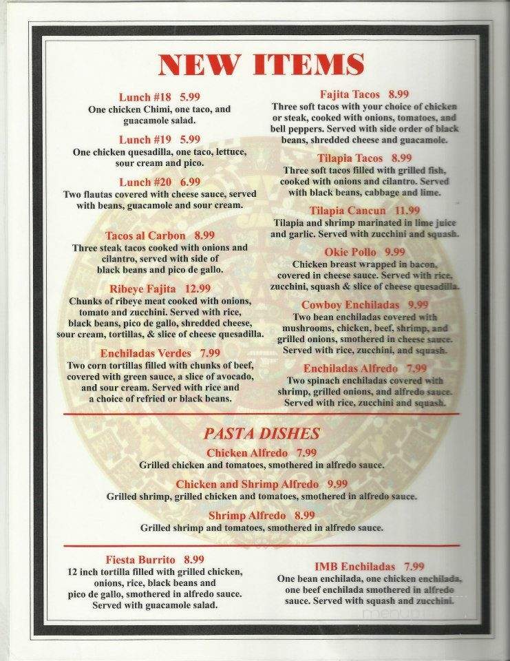 Los Aztecas - Claremore, OK menu_pic