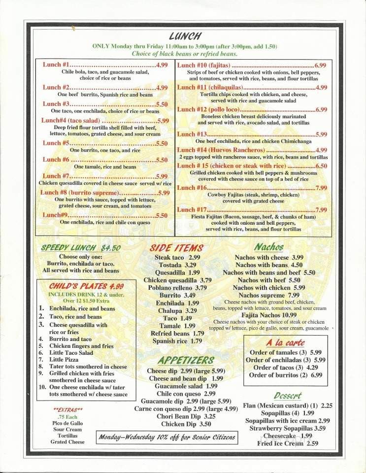 Los Aztecas - Claremore, OK menu_pic