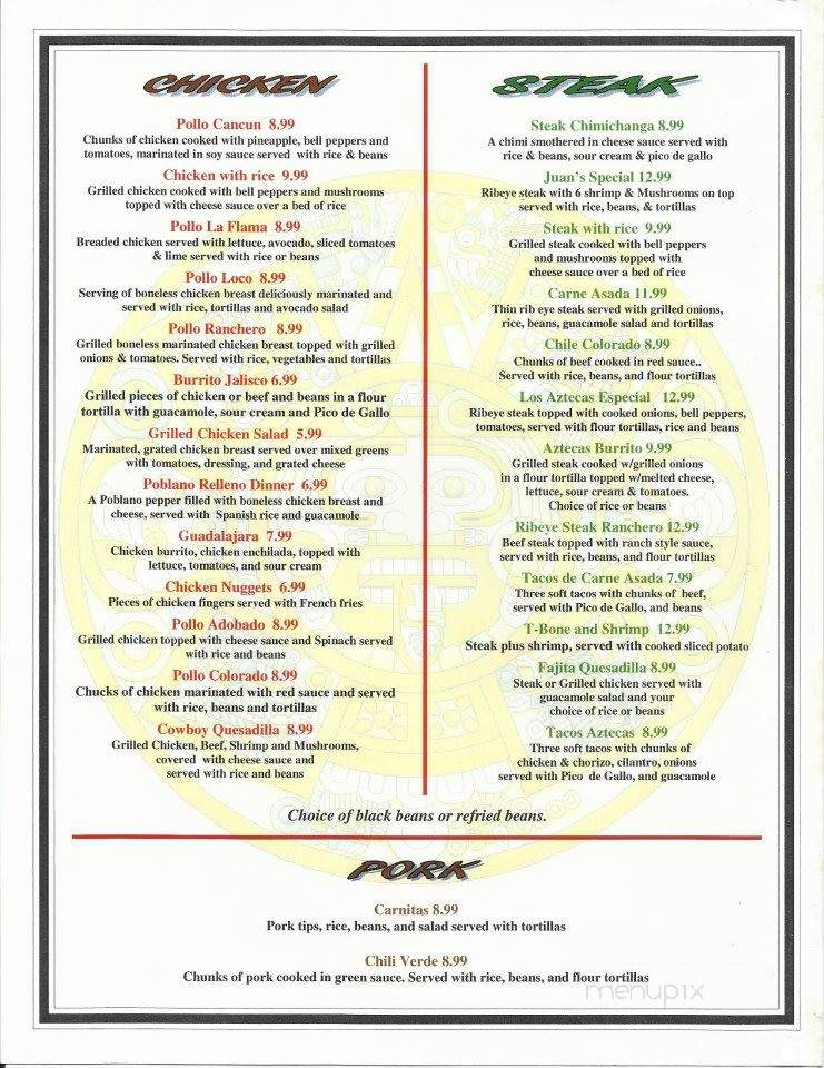 Los Aztecas - Claremore, OK menu_pic