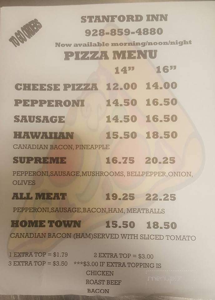 Stanford Inn/salome Cafe - Salome, AZ menu_pic