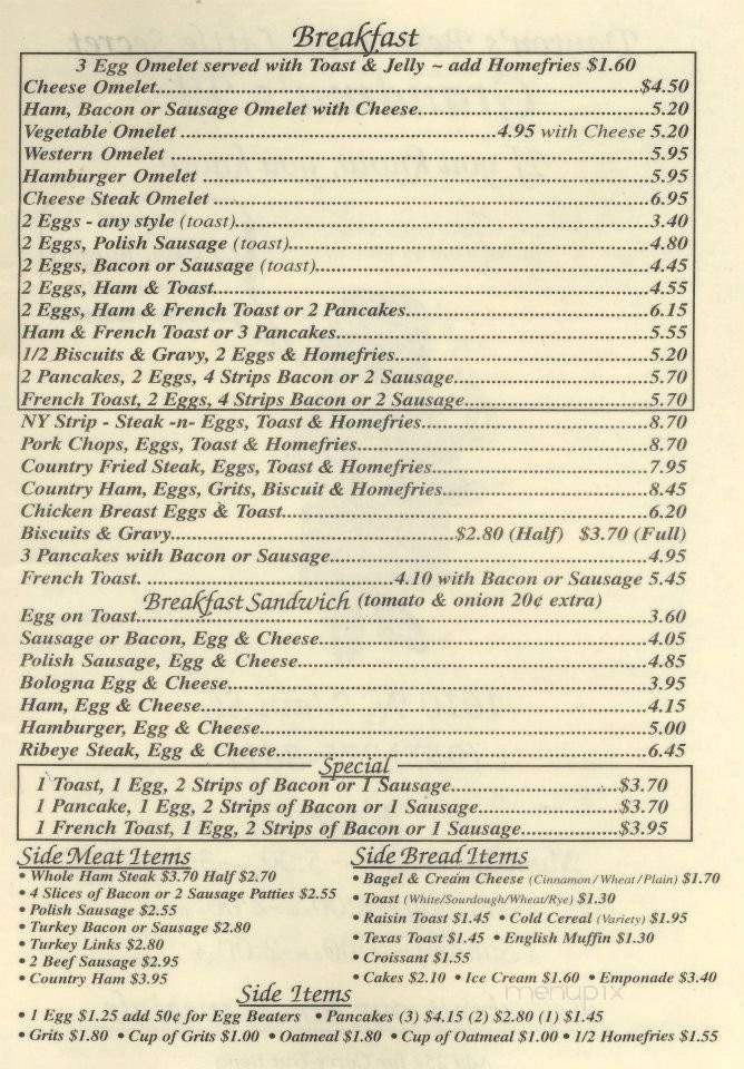 Grandma's Restaurant - Dayton, OH menu_pic