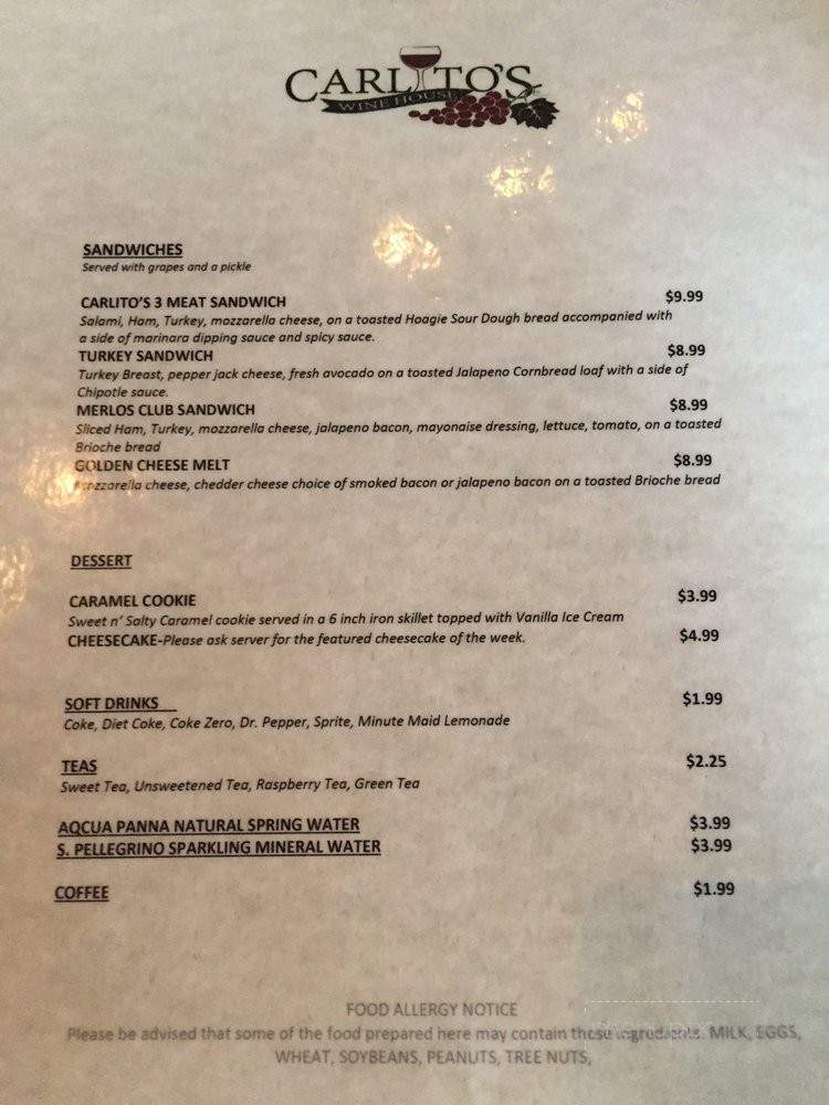 Carlito's Wine House - Harlingen, TX menu_pic