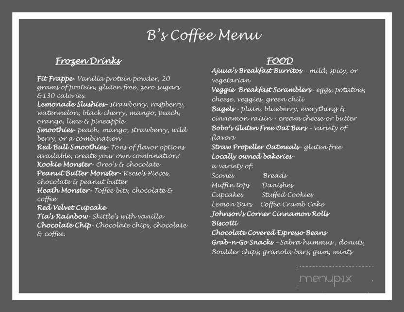 B's Coffee - Fort Collins, CO menu_pic