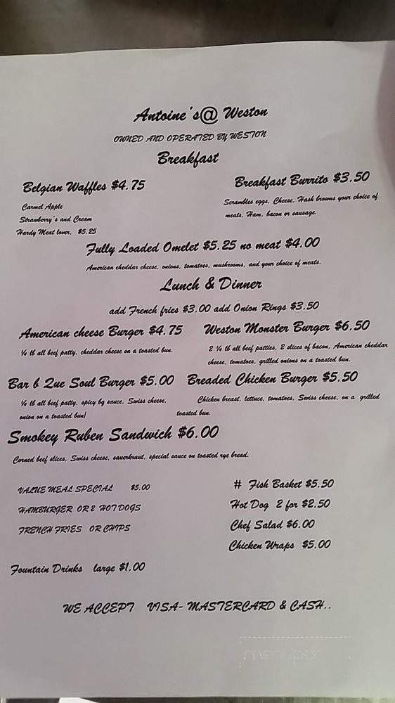 Antoine's Cafe - Gresham, OR menu_pic