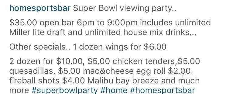 Home Sports Bar & Grill - Harrison, NJ menu_pic