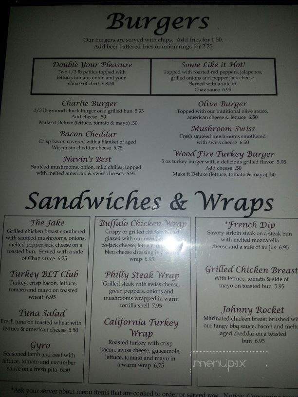 Charle's Bar & Grill - Westphalia, MI menu_pic