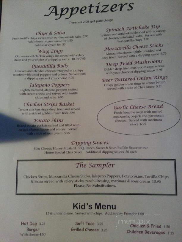 Charle's Bar & Grill - Westphalia, MI menu_pic