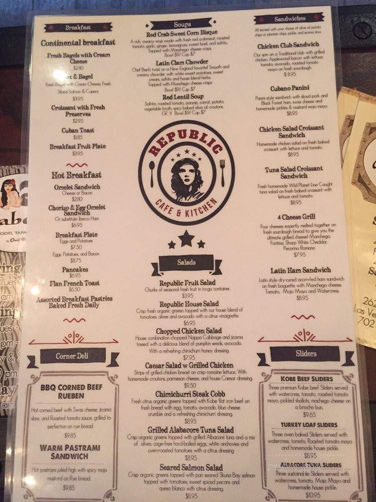 Republic Cafe - Las Vegas, NV menu_pic