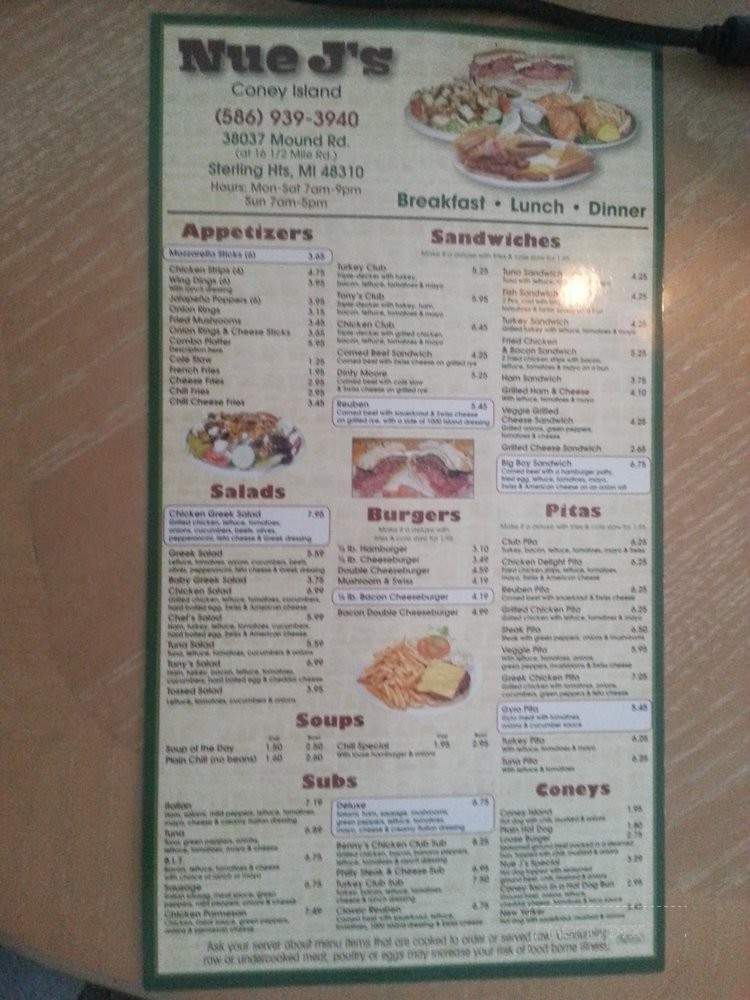 Nue J's Coney Island - Sterling Heights, MI menu_pic