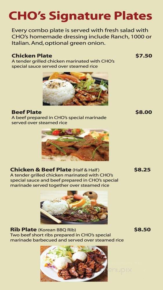 Cho's Healthy Grill - Los Angeles, CA menu_pic