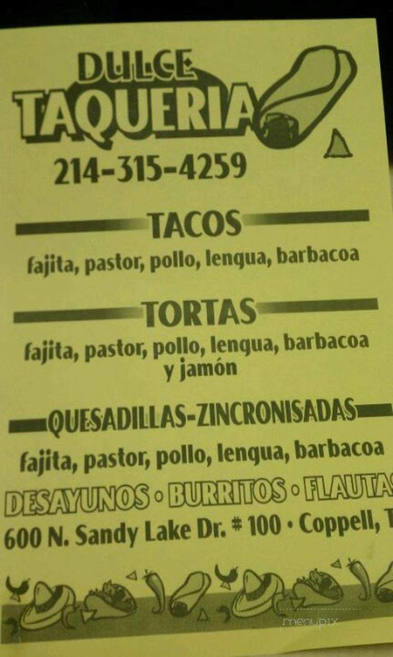 Dulce Taqueria - Coppell, TX menu_pic
