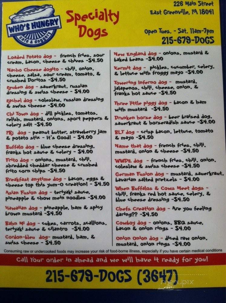 Who's Hungry Cafe And Doggery - East Greenville, PA menu_pic