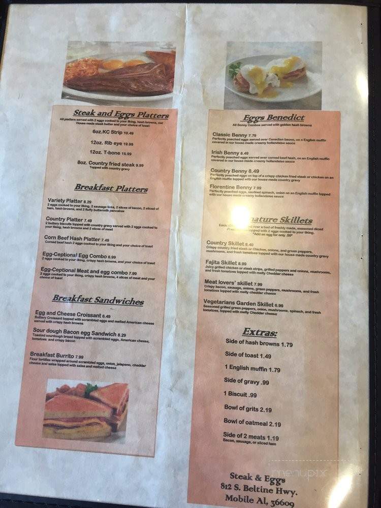 Steak & Eggs - Mobile, AL menu_pic