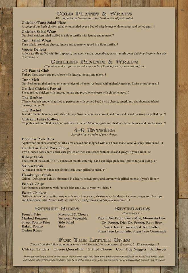 252 Grill - Hertford, NC menu_pic