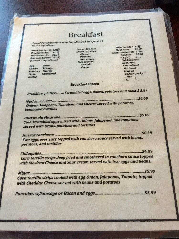 Cilantros - Hillsboro, TX menu_pic