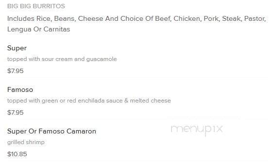 Fiesta Mexicana - Tuscumbia, AL menu_pic