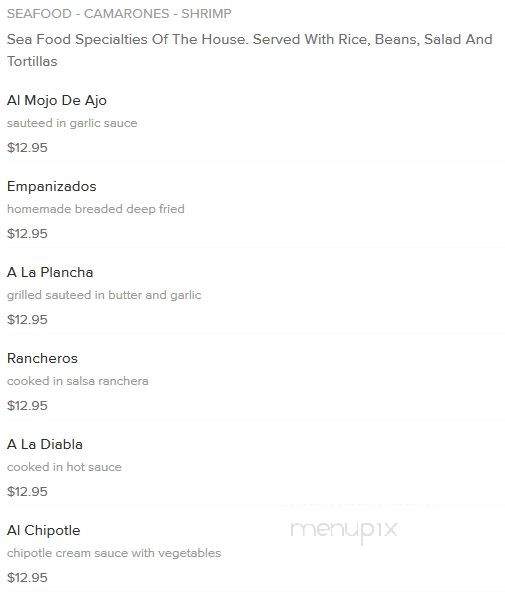 Fiesta Mexicana - Tuscumbia, AL menu_pic