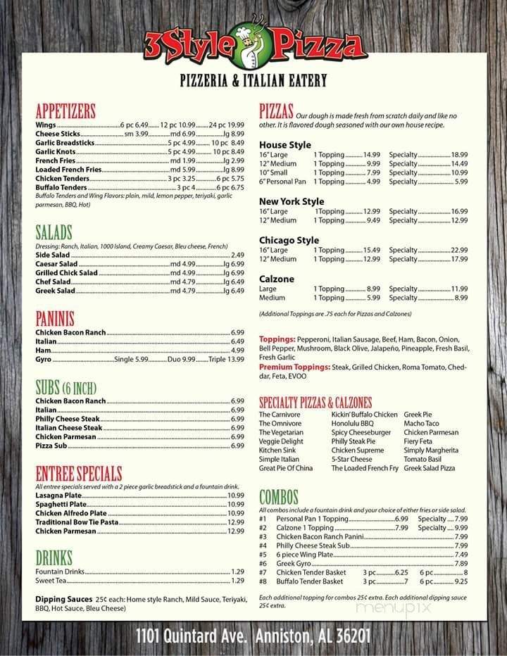 3 Style Pizza - Anniston, AL menu_pic