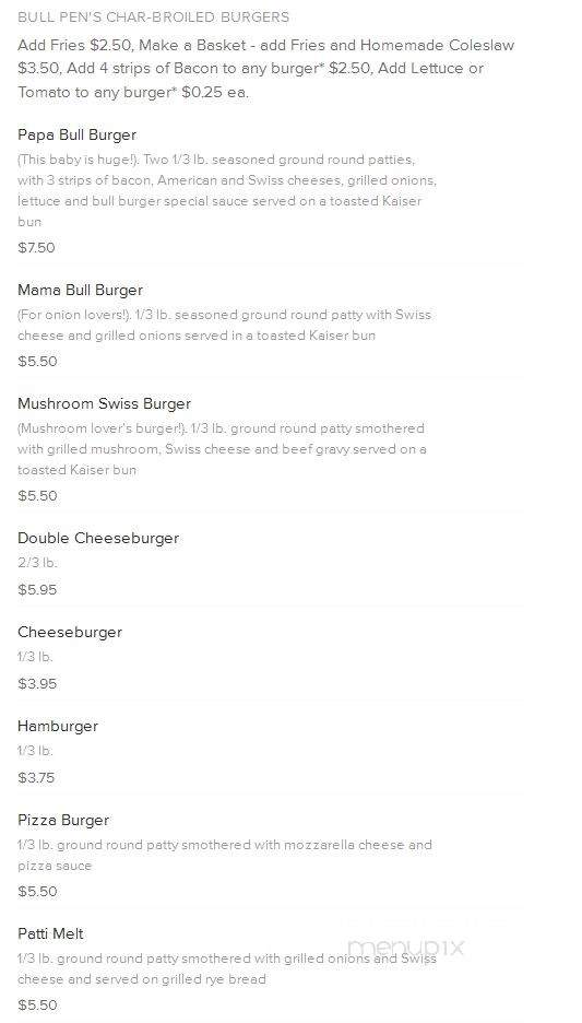 The Bull Pen - Fremont, IN menu_pic