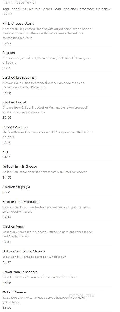 The Bull Pen - Fremont, IN menu_pic