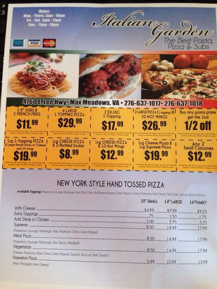 Italian Garden - Max Meadows, VA menu_pic
