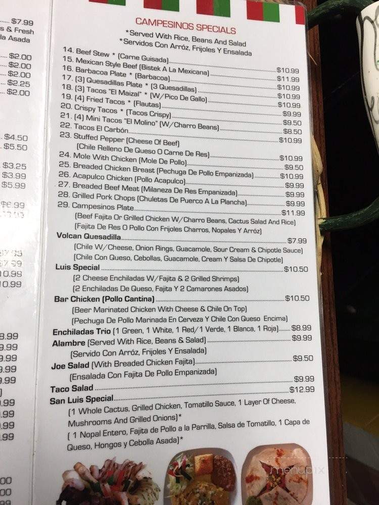 Los Campesinos Mexican Restaurant - Houston, TX menu_pic
