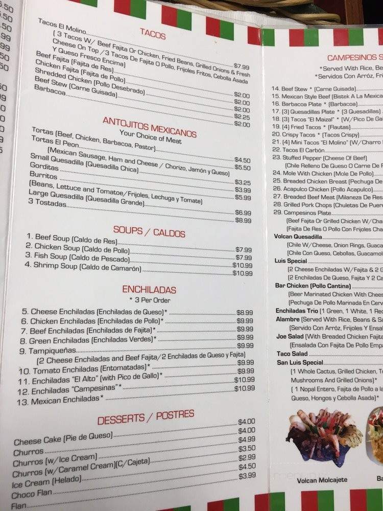 Los Campesinos Mexican Restaurant - Houston, TX menu_pic
