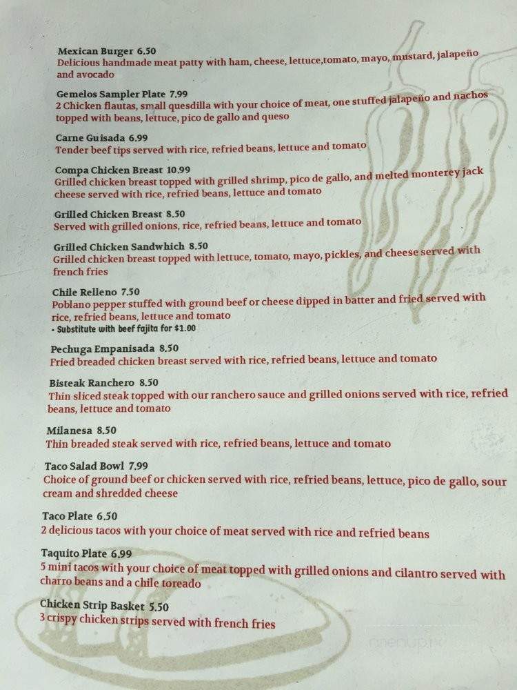 Los Gemelos Taqueria - Houston, TX menu_pic