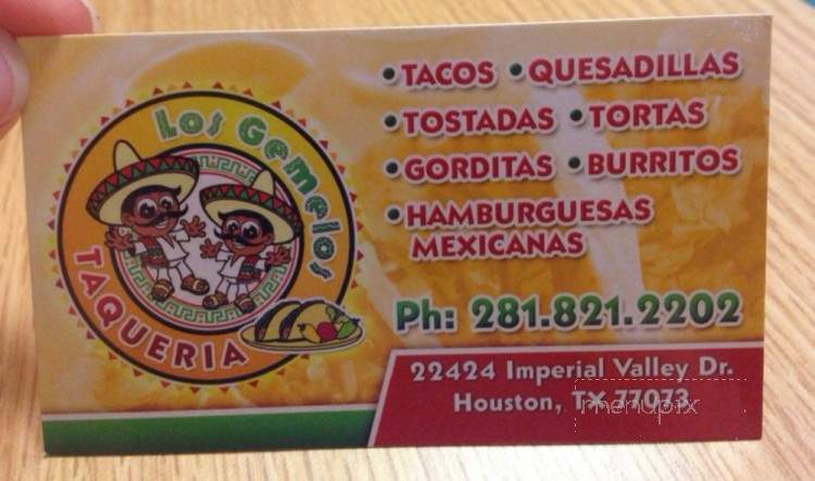 Los Gemelos Taqueria - Houston, TX menu_pic