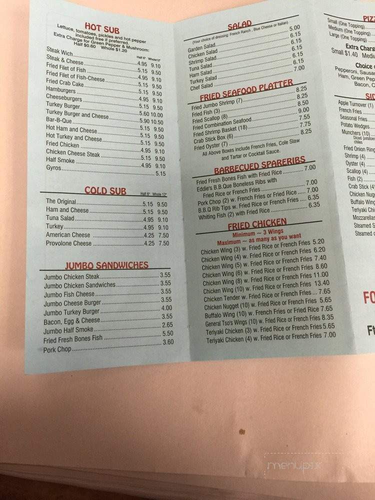 Eddie's Carryout - Fort Washington, MD menu_pic