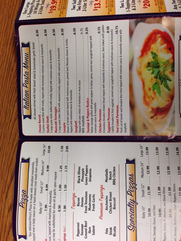 Vince's Pizza Express - Hagerstown, MD menu_pic