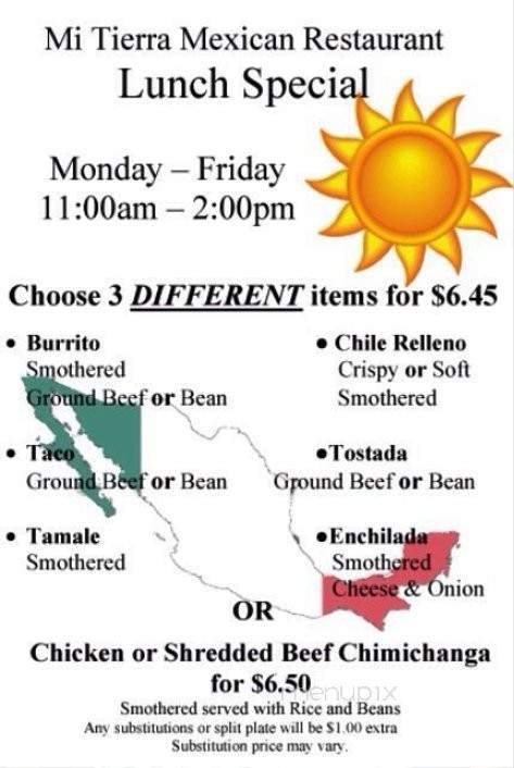 Mi Tierra #2 - Northglenn, CO menu_pic