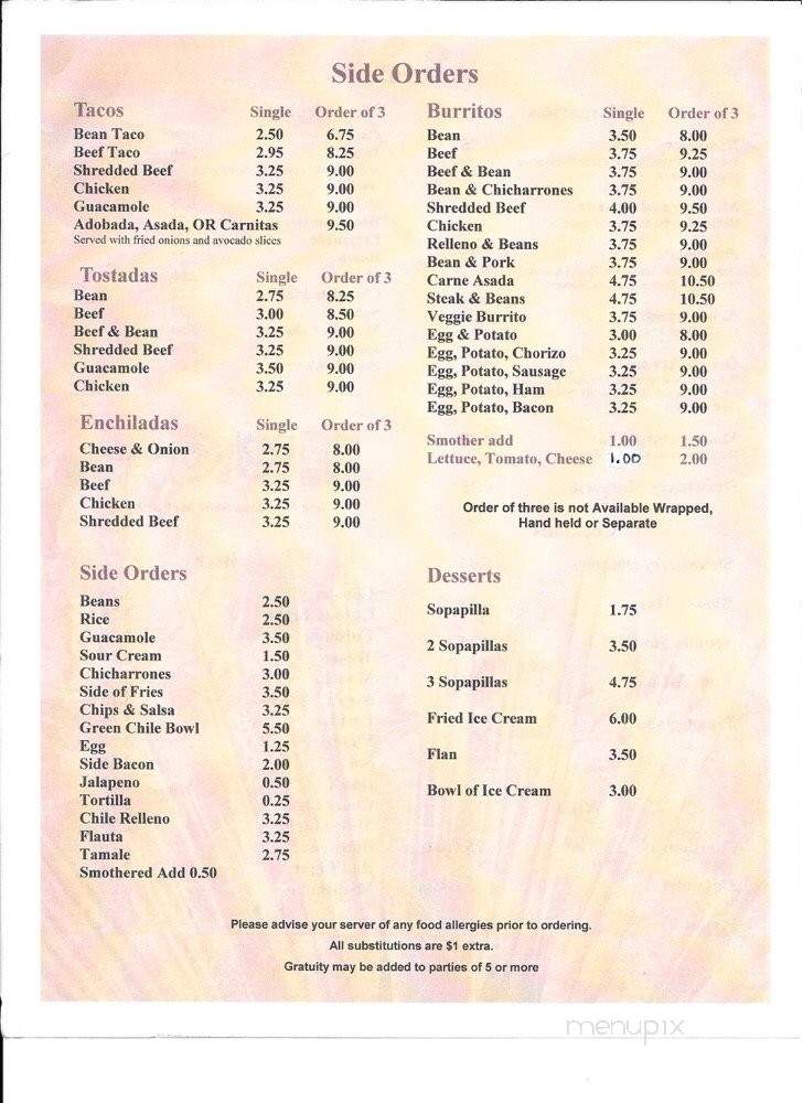 Mi Tierra #2 - Northglenn, CO menu_pic