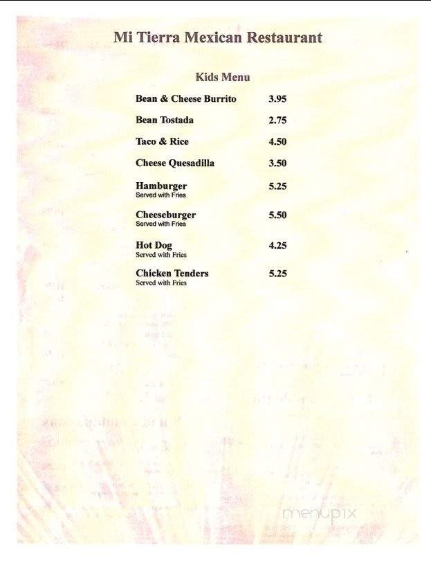 Mi Tierra #2 - Northglenn, CO menu_pic