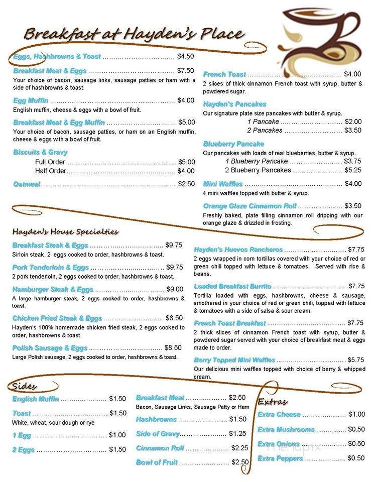 Hayden's Place - Mills, WY menu_pic