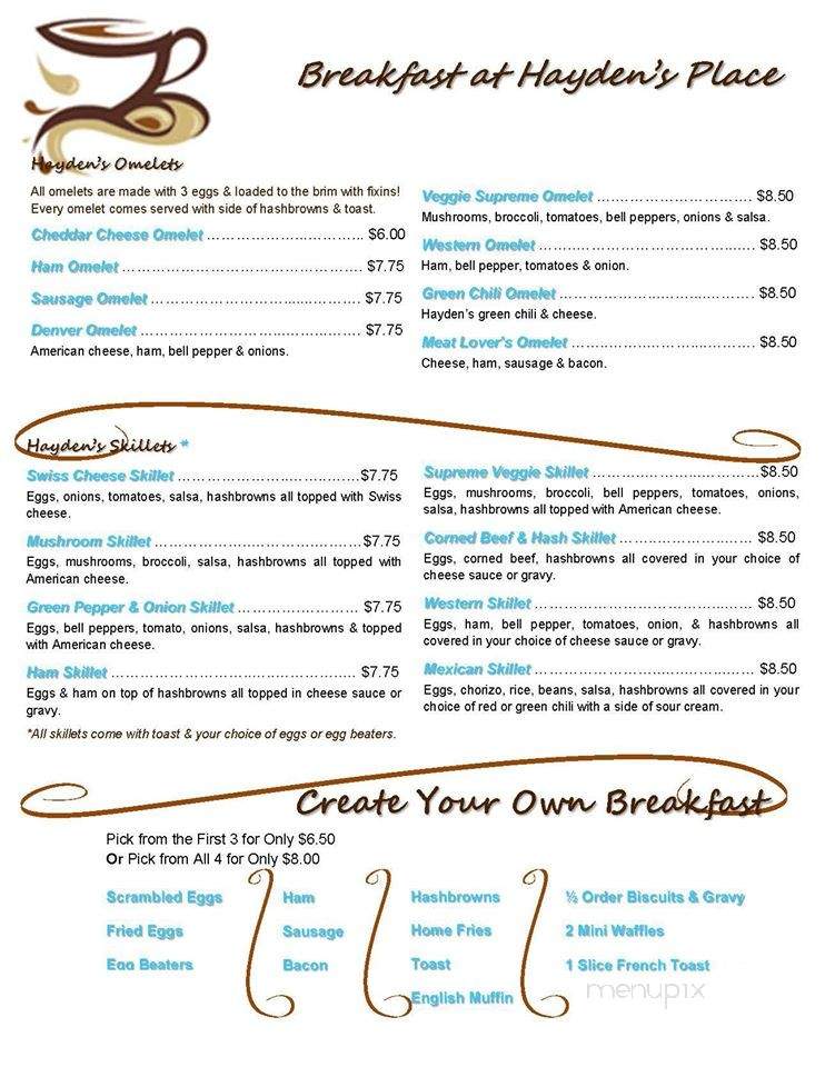Hayden's Place - Mills, WY menu_pic