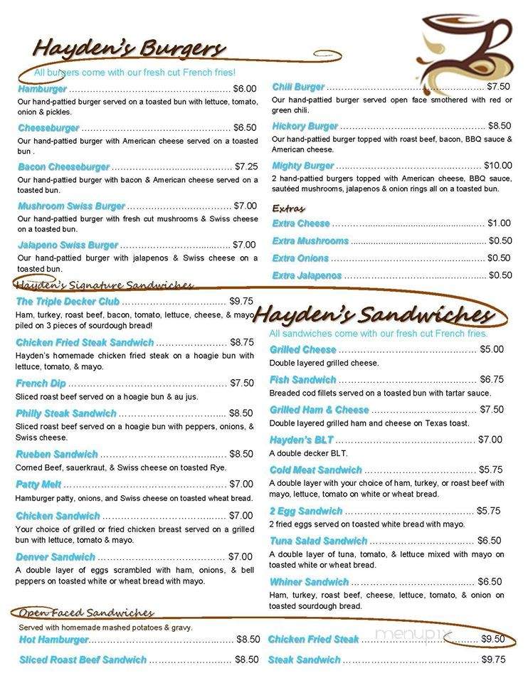 Hayden's Place - Mills, WY menu_pic