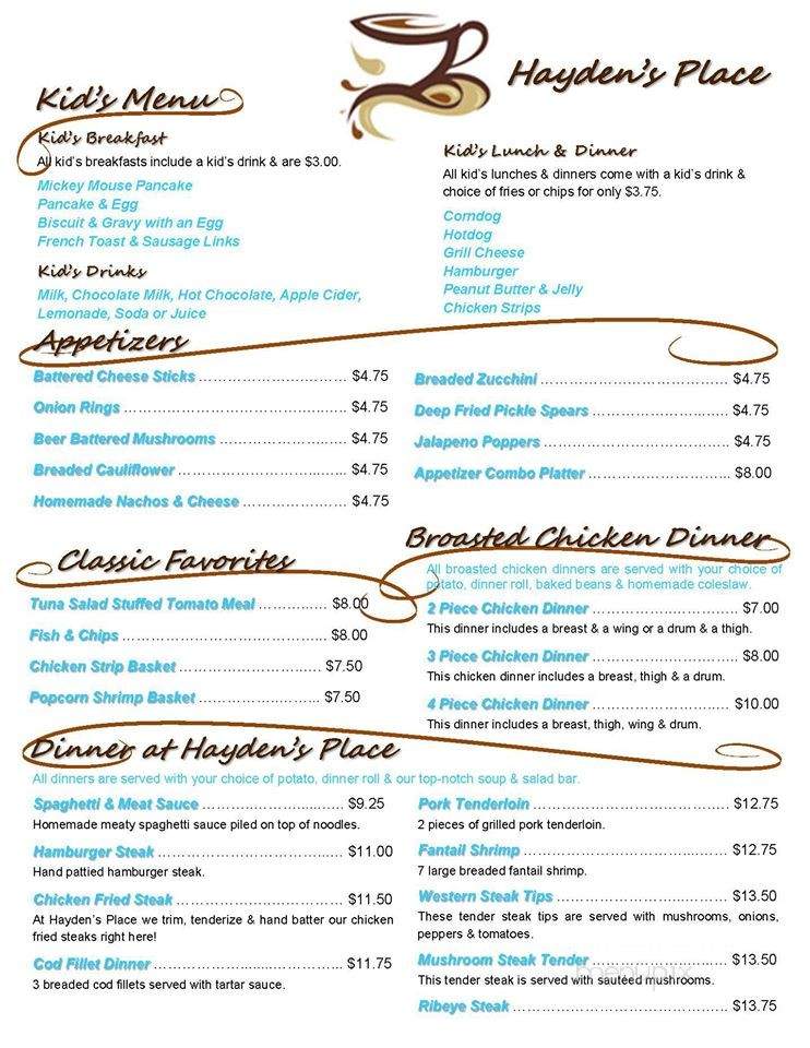 Hayden's Place - Mills, WY menu_pic