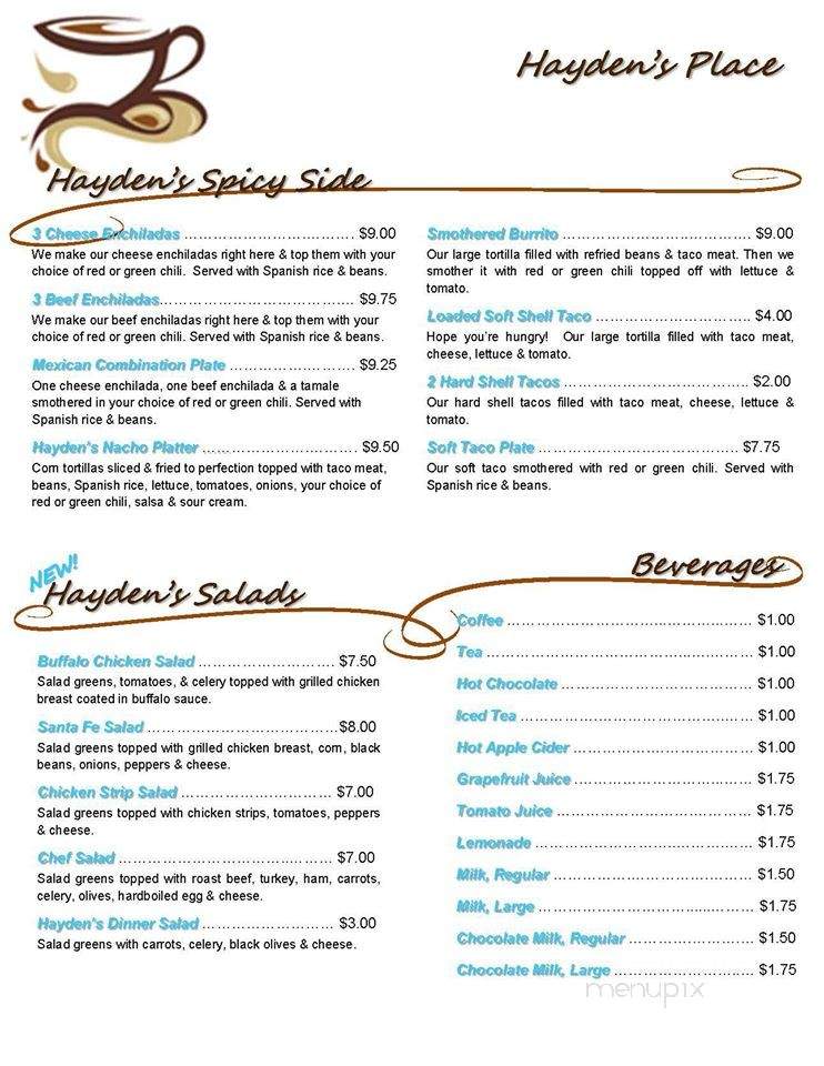 Hayden's Place - Mills, WY menu_pic