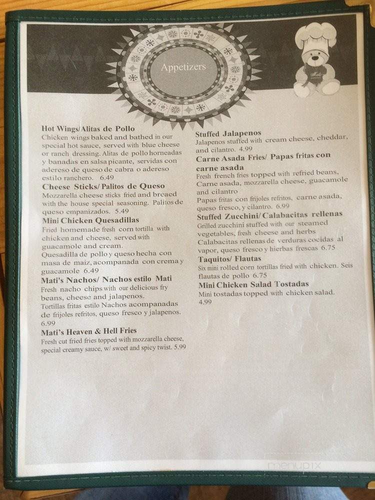 Mati's Kitchen Mexican Restaurant - Big Piney, WY menu_pic