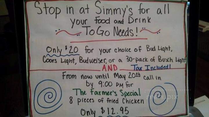 Simmy's Lakeside Grill - Alma, NE menu_pic