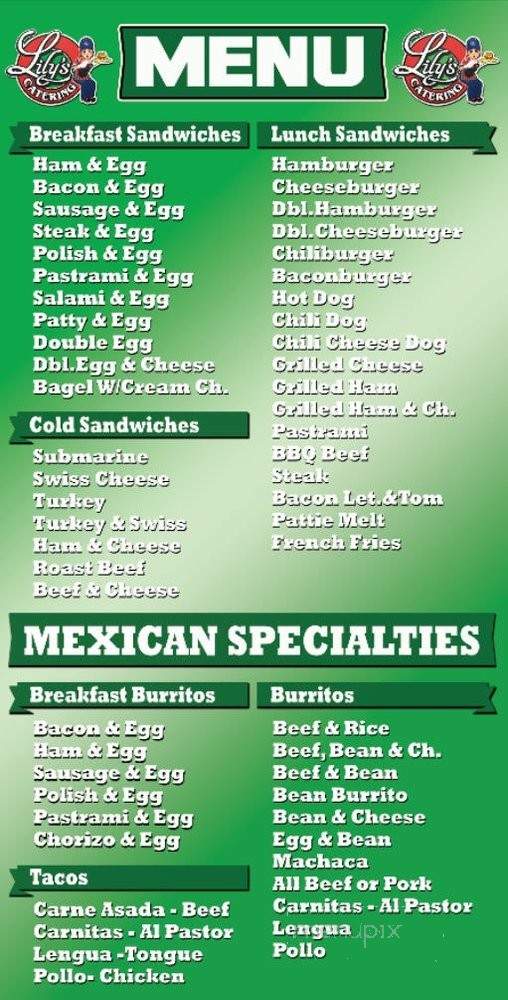 Lily's Catering - Los Angeles, CA menu_pic