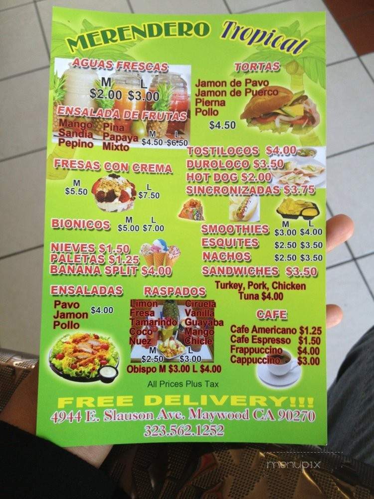 Merendero Tropical - Maywood, CA menu_pic