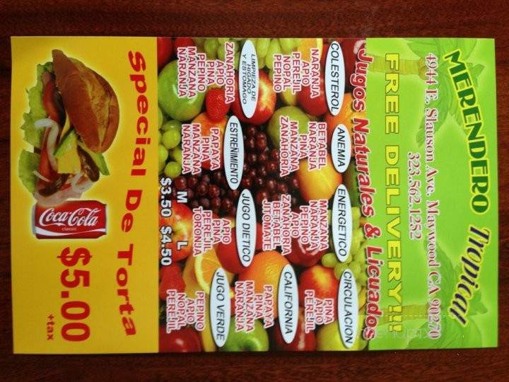 Merendero Tropical - Maywood, CA menu_pic
