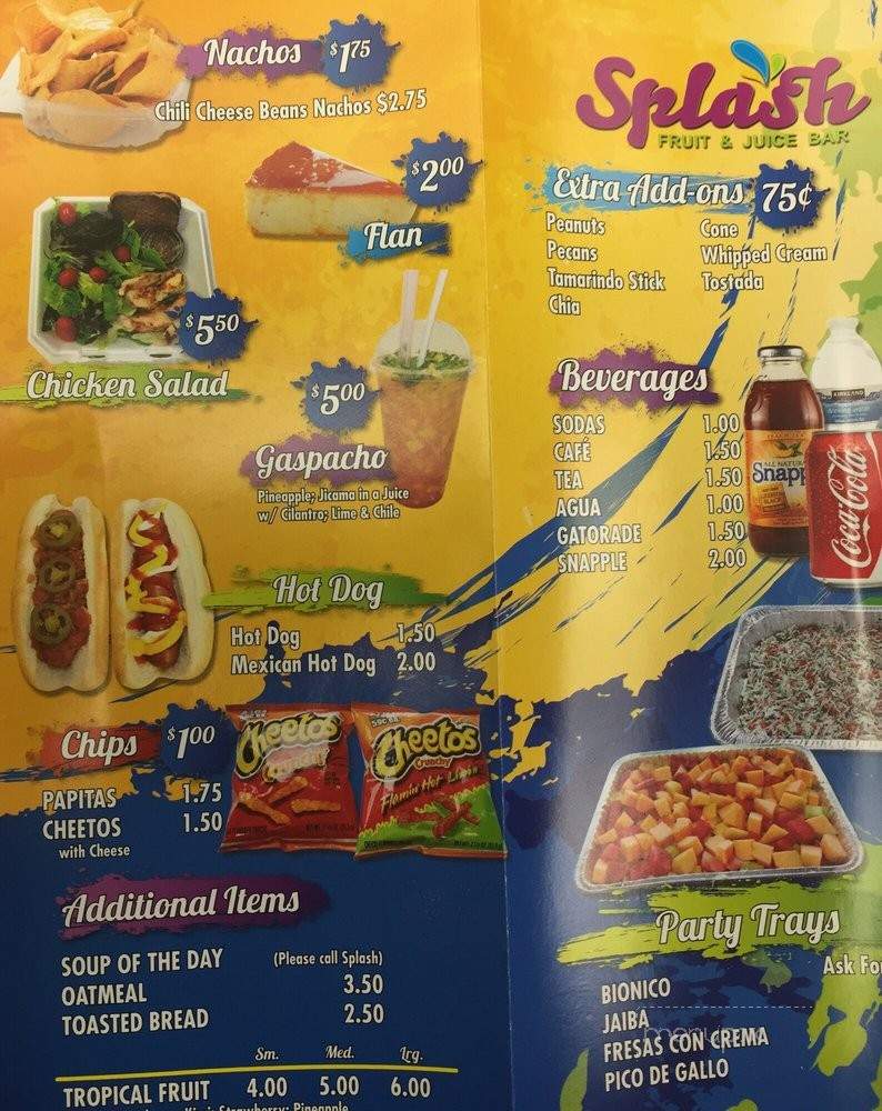 Splash Fruit & Juice Bar - Montebello, CA menu_pic