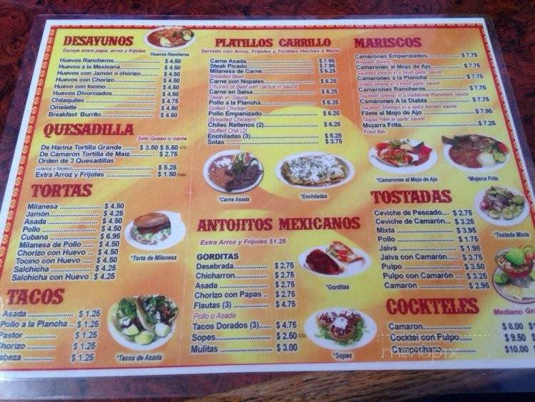 Carrillos Restaurant - Los Angeles, CA menu_pic