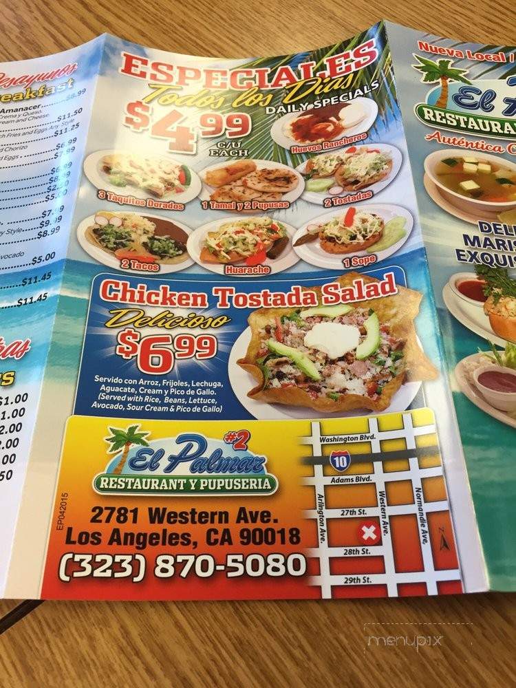 El Palmar Salvadoran Restaurant #2 - Los Angeles, CA menu_pic